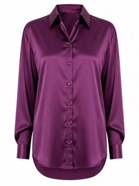 Tribal Satin Blouse Shirt Purple Size Extra Large NWT
